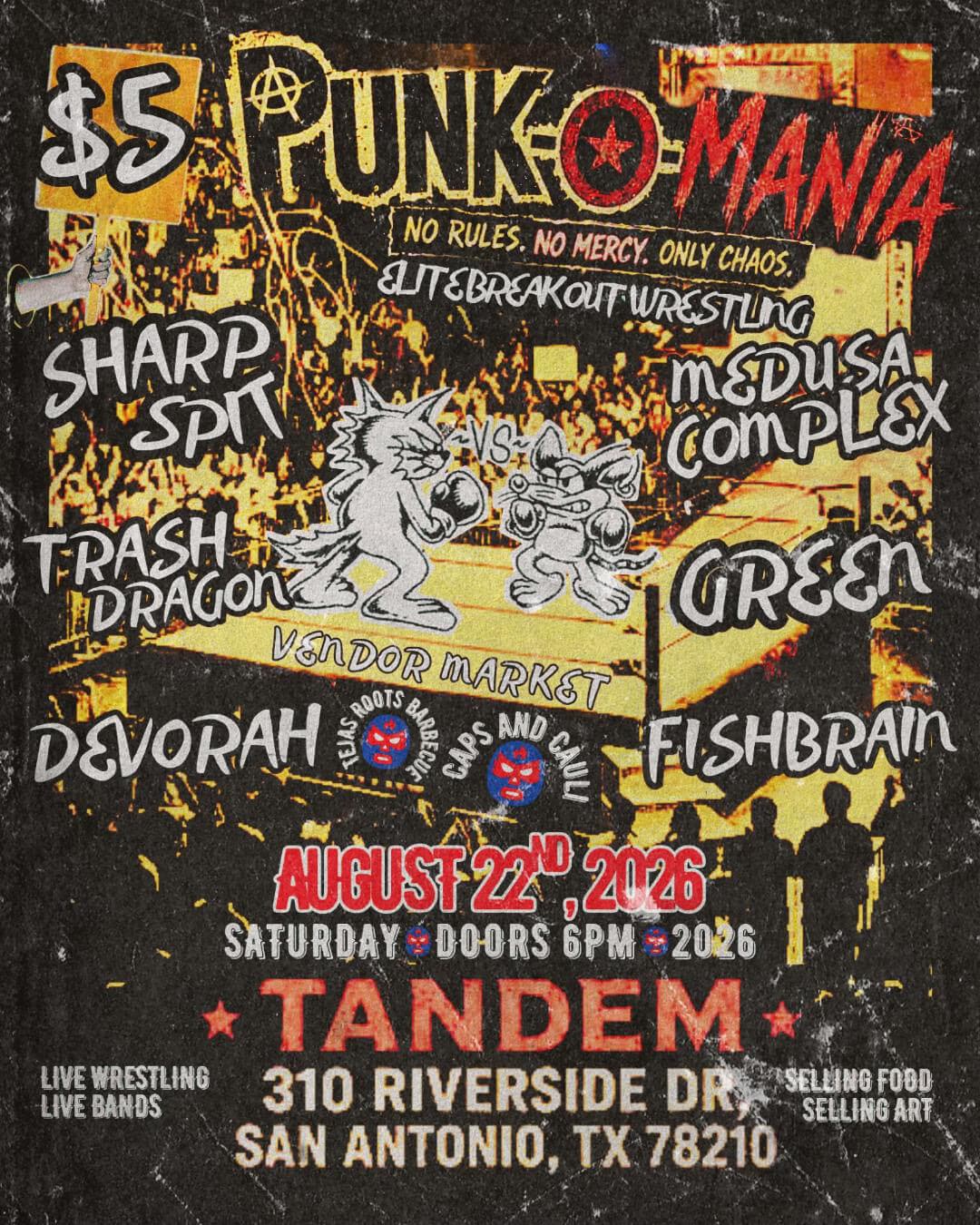 Punk Mania — Live Music and Wrestling — event flyer